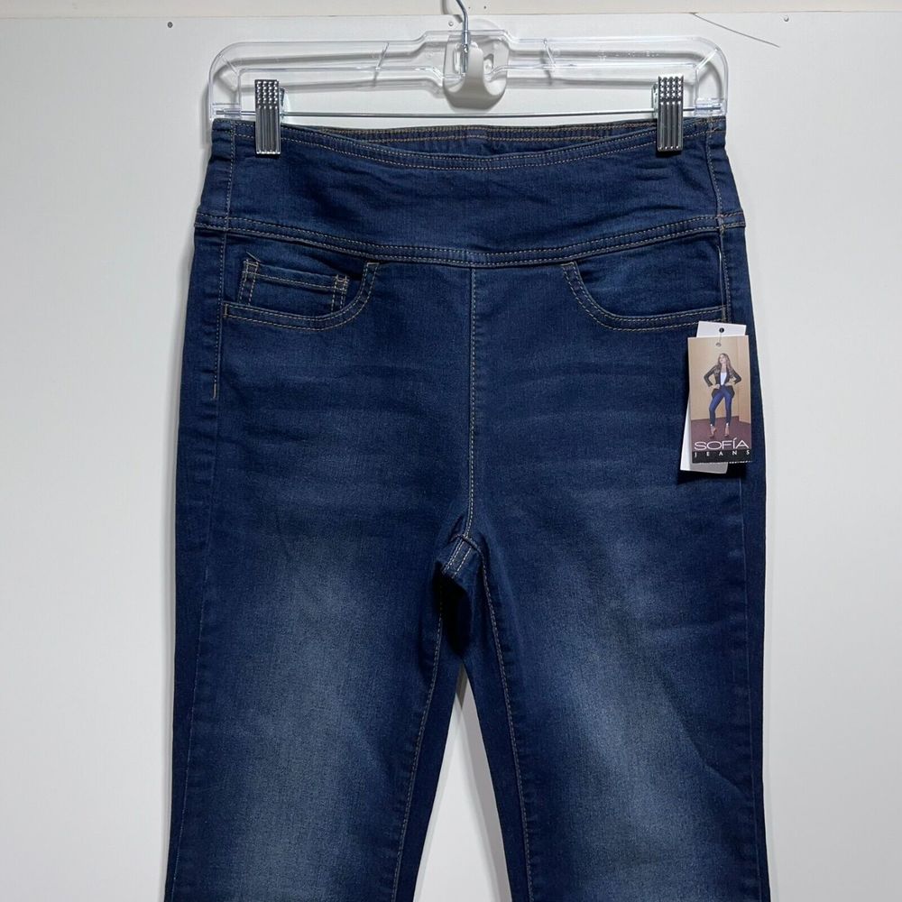 Sofia Jeans by Sofia Vergara Melisa Super High Rise Sz 4 Flare Pull On Dark Wash - Picture 6 of 16